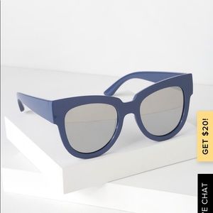 Lulu’s SAY HEY BLUE/ SILVER OVERSIZED SUNGLASSES